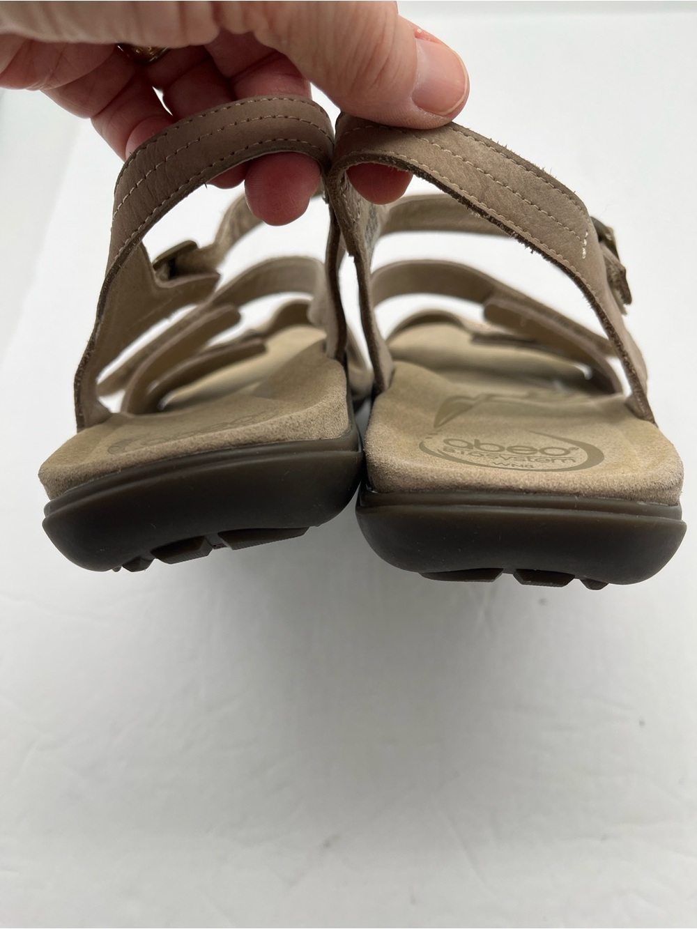 Abeo Bliss Biosystem Taupe Suede Strappy Sandals Metallic Women’s 8N Comfort - Picture 12 of 12